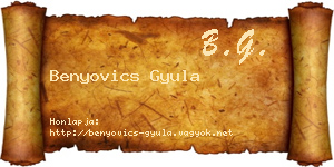 Benyovics Gyula névjegykártya